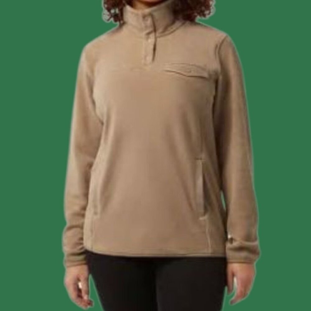 32 Degrees Heat Snap Pullover Fleece Jacket Womens Casual Warm Layer Tan Xsmall